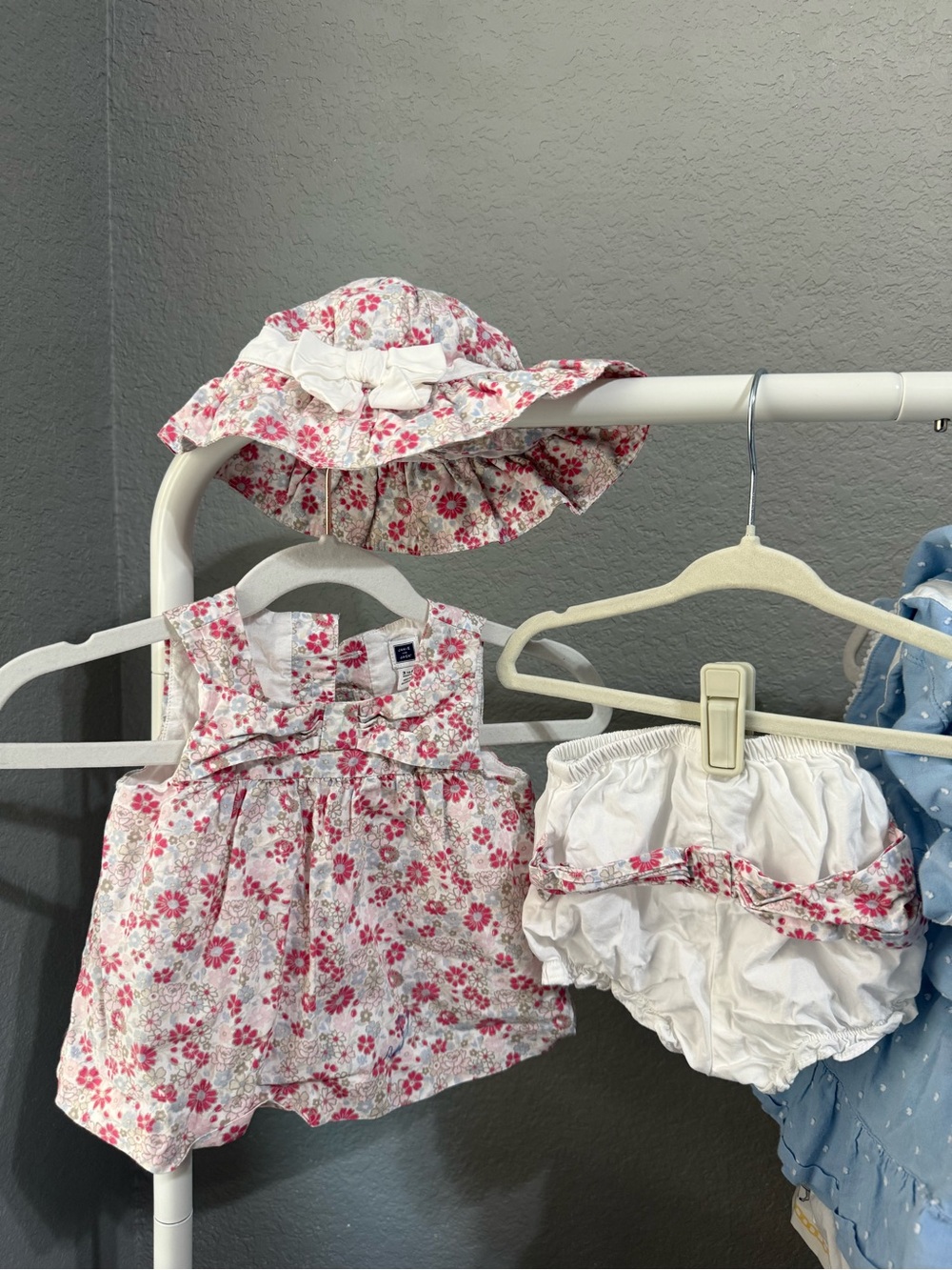 Janie and Jack Pink Floral Dress Set with Sun Hat and Bloomers